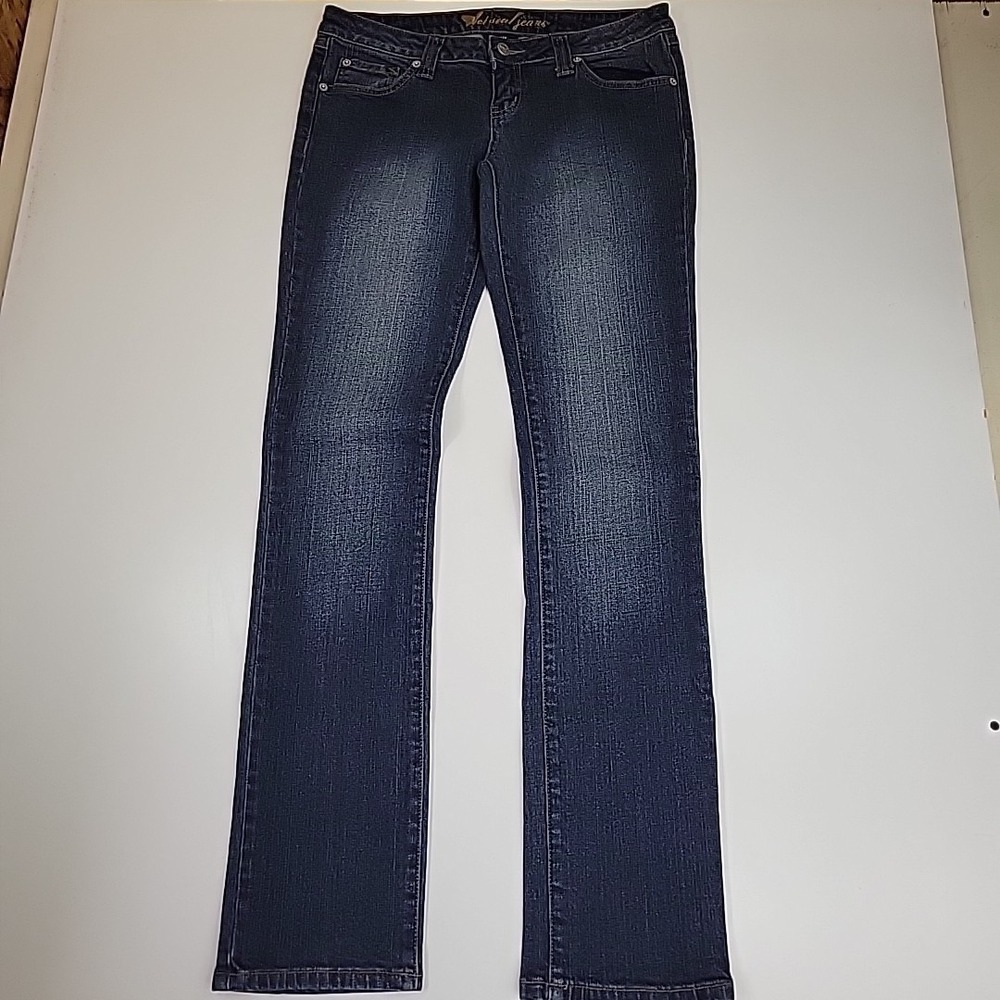 Wet Seal Women's Straight Leg Jeans sz‎ 7 Low Rise Medium Wash Five Pockets